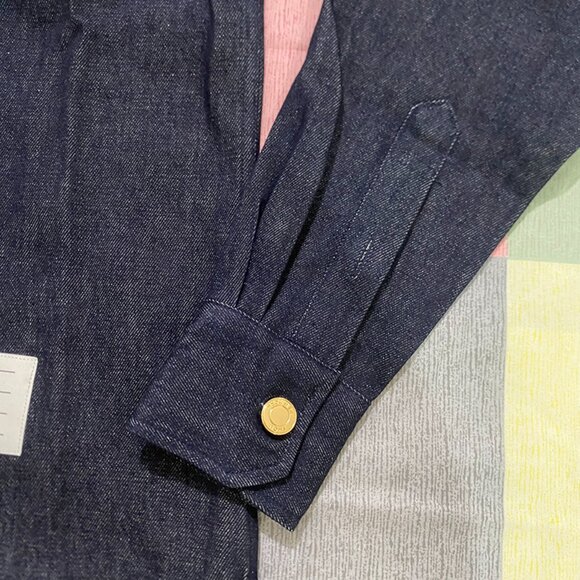 Thom Browne Unisex Navy Denim Button Down Shirt - Picture 6 of 10